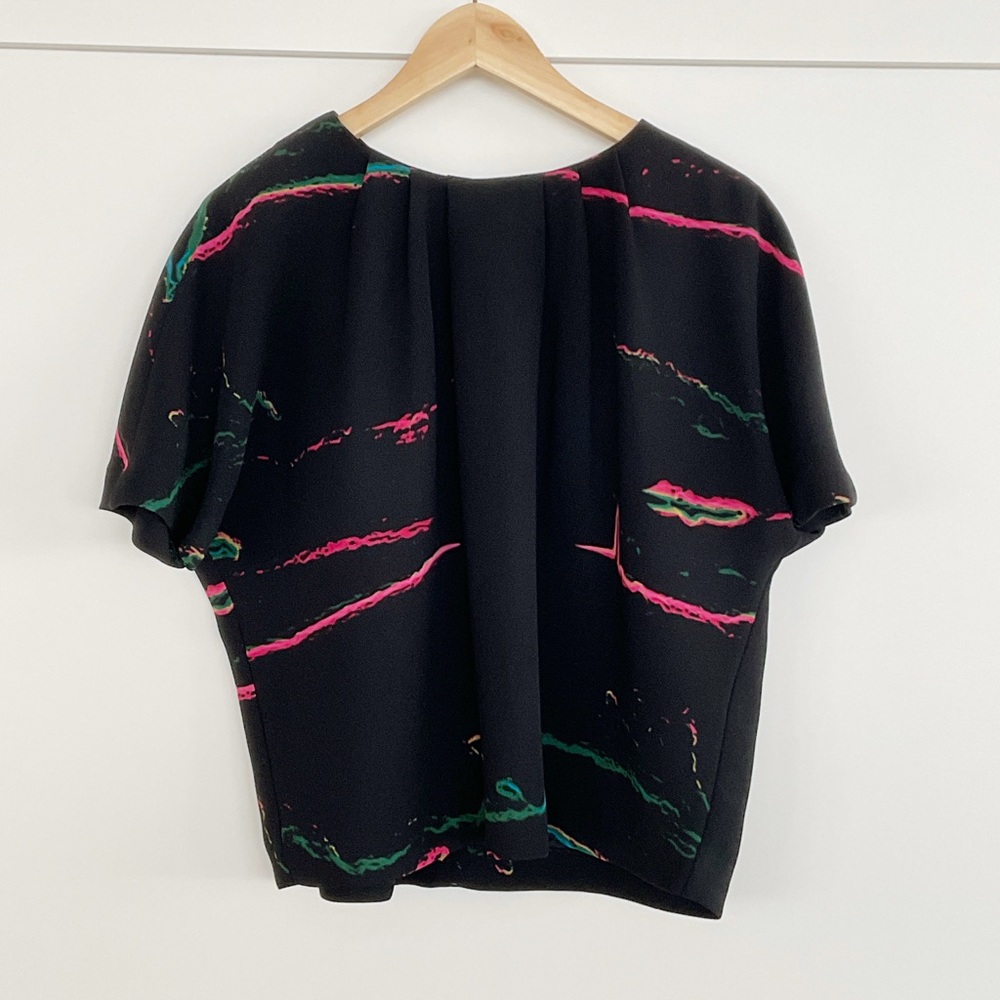 & Other Stories Short Sleeve Top Black Pink Green